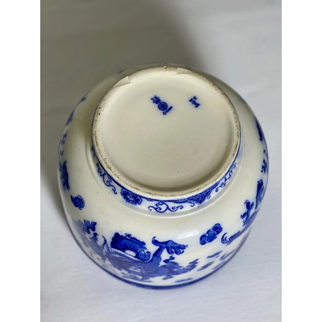 Early 20th Century Royal Doulton 'Oyama' Pattern Flow Blue and White Porcelain Jardiniere For Sale - Image 10 of 11