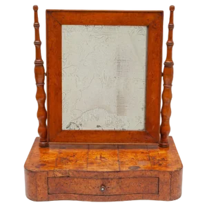 19th Century Biedermeier Vanity Table Mirror in Burlwood, Germany, 1870s