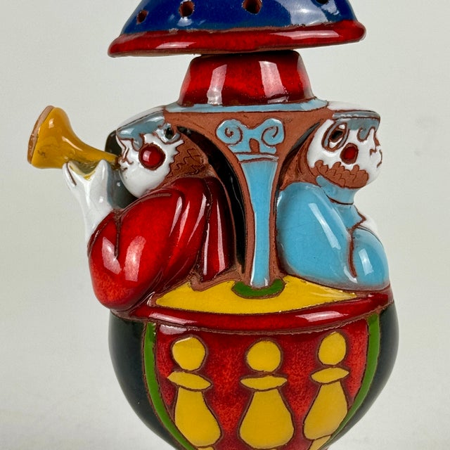 Katya Apekina Enameled Ceramic Art Sculptural Scent Jar With Musical Figures, Circa 1990s For Sale In New York - Image 6 of 10