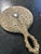 1900 - 1909 Antique Faux Antler Wood, Sterling Emblem, Beveled Hand Mirror For Sale - Image 5 of 5
