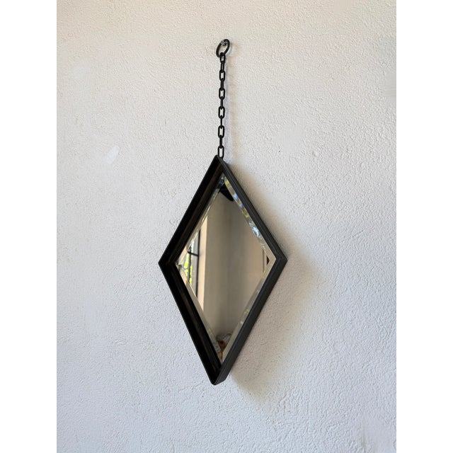 Vintage Brutalist Diamond-Shaped Iron Mirror, 1970s For Sale - Image 4 of 18