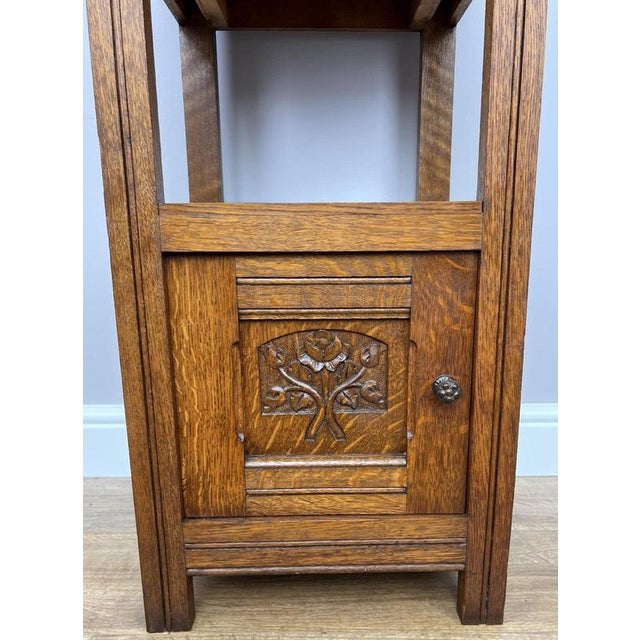 Antique French Oak Bedside Table with Marble Top For Sale - Image 4 of 12