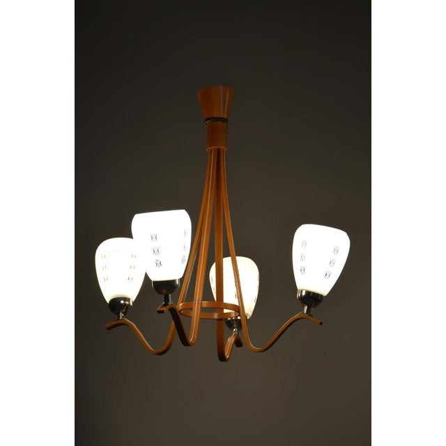 Mid-Century Chandelier in Beech and Glass from Dřevo Humpolec, Czech, 1960s For Sale - Image 11 of 13