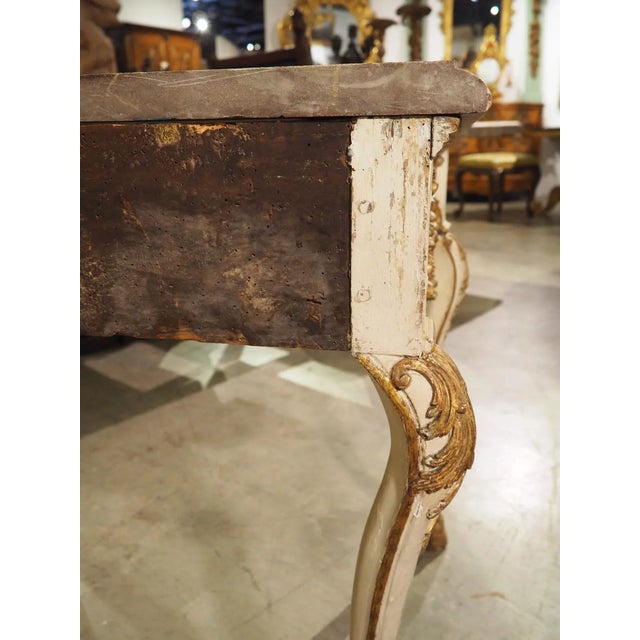 Italian Early 18th Century Painted Italian Console Table With Rouge Royal Marble Top For Sale - Image 3 of 13