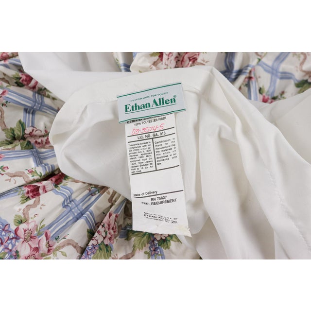 Blue Vintage Ethan Allen Chintz Queen Bed Skirt For Sale - Image 8 of 10