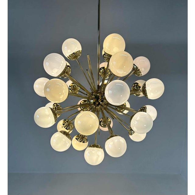 Mid-Century Modern Murano Glass and Brass Sputnik Chandelier, 2000s For Sale - Image 4 of 15