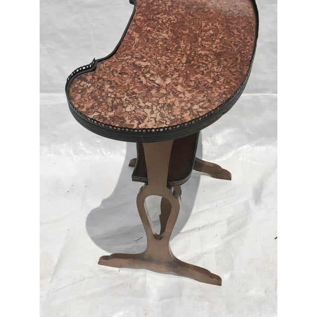 French Marble Top Kidney Shaped Side Table For Sale - Image 4 of 6