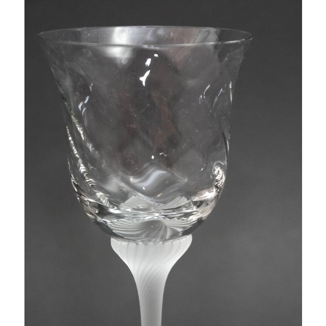 Fine Crystal Stemware Frosted Swirl Wine Goblets Set of 4 For Sale In Palm Springs - Image 6 of 12