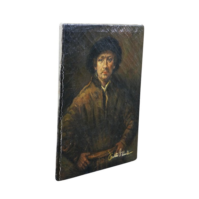 Late 20th century oil on canvas painting after a self portrait by Rembrandt Van Rijn. "Painted in 1652, it is one of more...