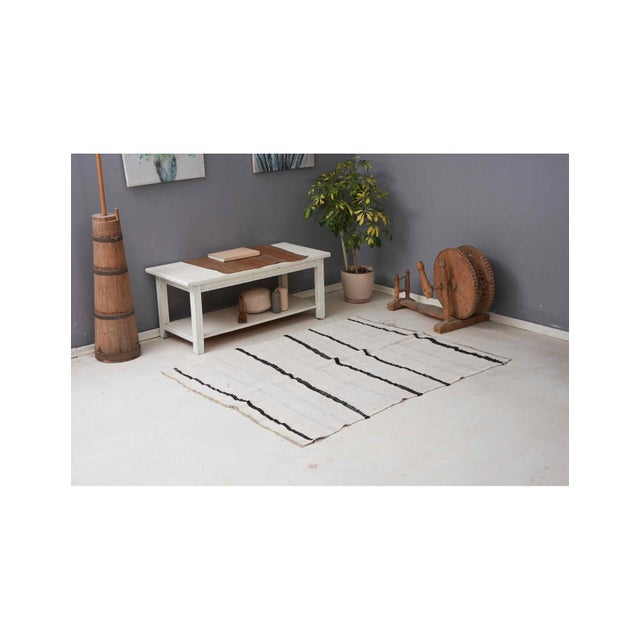 1960s Vintage Decorative Turkish Hemp Kilim Rug - 4`5" X 5`7" For Sale - Image 5 of 6