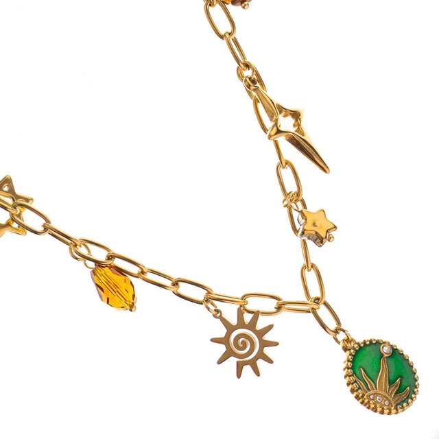 Metal Cosmic Energy Charm Necklace For Sale - Image 7 of 9