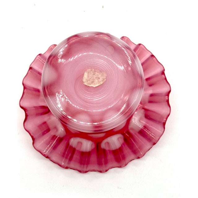 Vintage Fenton Cranberry Opalescent Coin Dot Top Hat Vase With Ruffled Rim For Sale In New York - Image 6 of 9