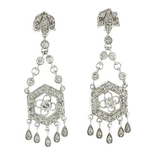 Late 20th-Century Victorian Style Natural Diamond Dangle Earrings, Pair For Sale