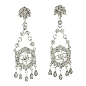 Late 20th-Century Victorian Style Natural Diamond Dangle Earrings, Pair