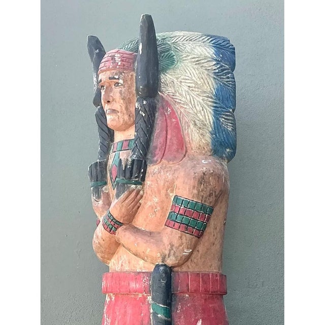 Vintage Monumental Carved Wood Native American Cigar Sculpture For Sale - Image 12 of 12