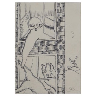 Jean-Claude Silbermann, Sneaky Signs, The Fall, Original Ink Drawing For Sale