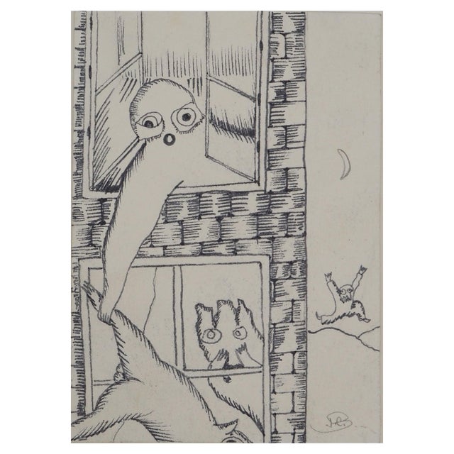 Jean-Claude Silbermann, Sneaky Signs, The Fall, Original Ink Drawing For Sale