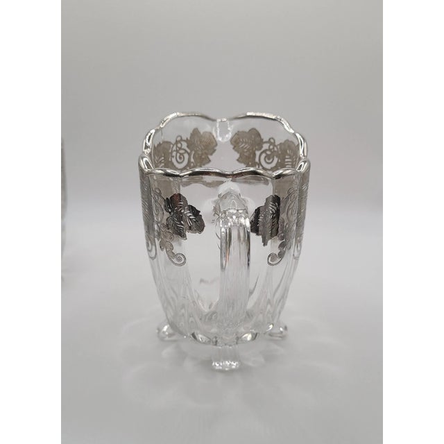 Vintage Silver Overlay Grapevine Sugar & Creamer Set Attributed to Silver City Glass Co.- 2 Pieces For Sale - Image 4 of 11