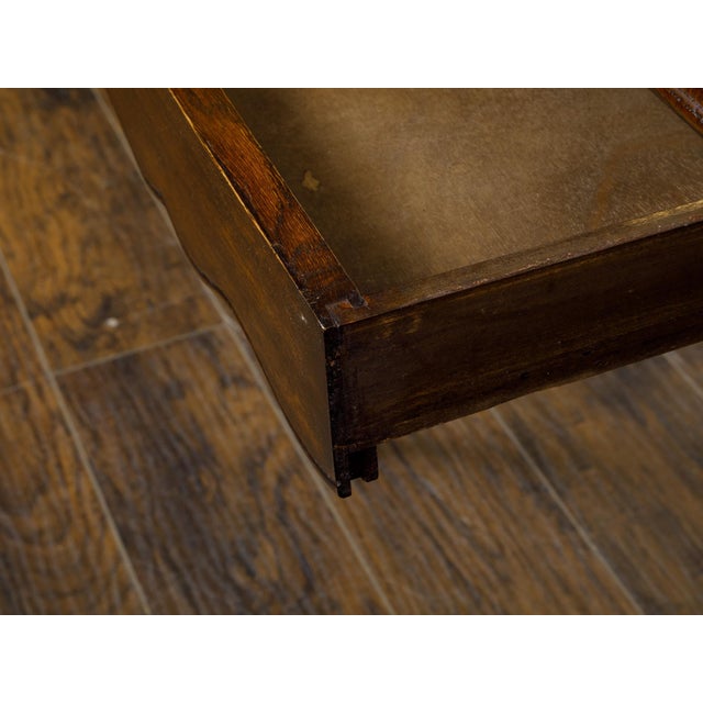 French Louis XV Style 1900s Oak Side Table with Drawer and Scalloped Apron For Sale - Image 11 of 12