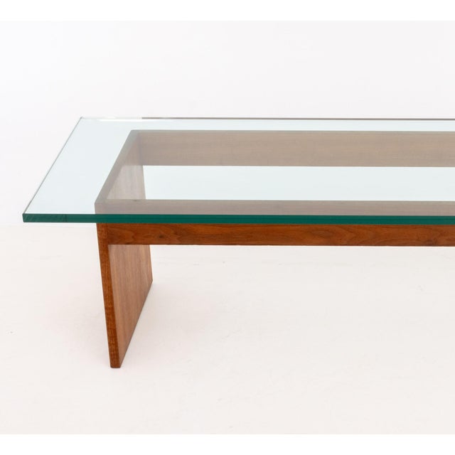 Glass Top Teak Coffee Table For Sale - Image 4 of 8
