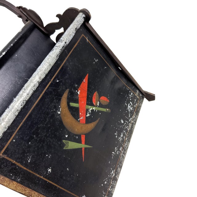 Antique 1920s Art Deco Magazine Rack W/ Constructivist Style Geometric Motif & Ornate Cast Iron Gazelle End Panels For Sale - Image 14 of 18