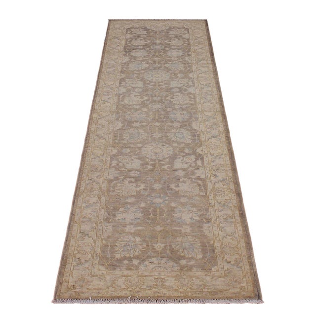 Textile Boho Chic Ziegler 1990's Brown/Ivory Wool Runner Rug- 2'9'' X 9'10'' For Sale - Image 7 of 10
