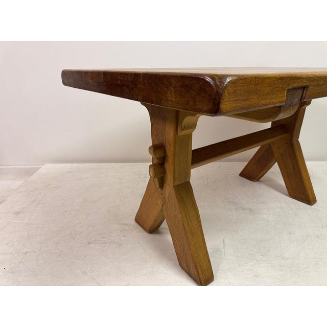 Brutalist Mid-Century Refectory Style Oak Dining Table from De Puydt, Belgium, 1970s For Sale - Image 3 of 14