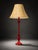 Vintage Style Red Table Lamp With Beige Fabric Shade For Sale - Image 4 of 5