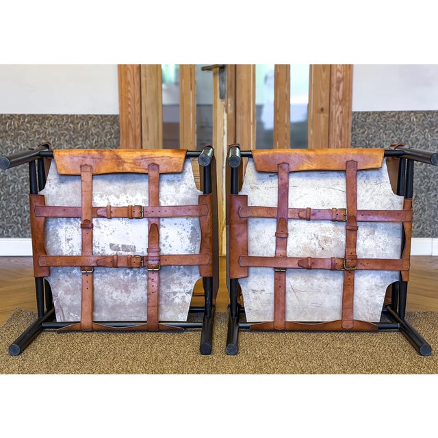 Vintage Leather Safari Chairs by Abel Gonzalez, 1960s, Set of 2 For Sale - Image 16 of 18