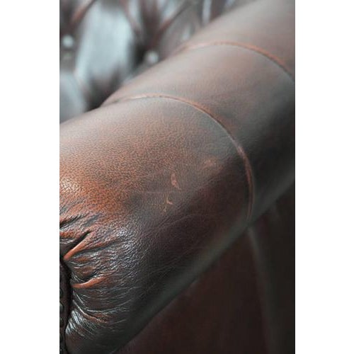 Chesterfield Club Chairs in Cowhide Leather, Set of 3 For Sale - Image 16 of 18
