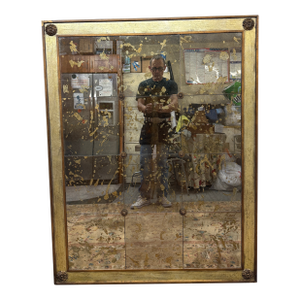 Verre Églomisé Antiqued Tile Wall Mirror, Late 20th Century