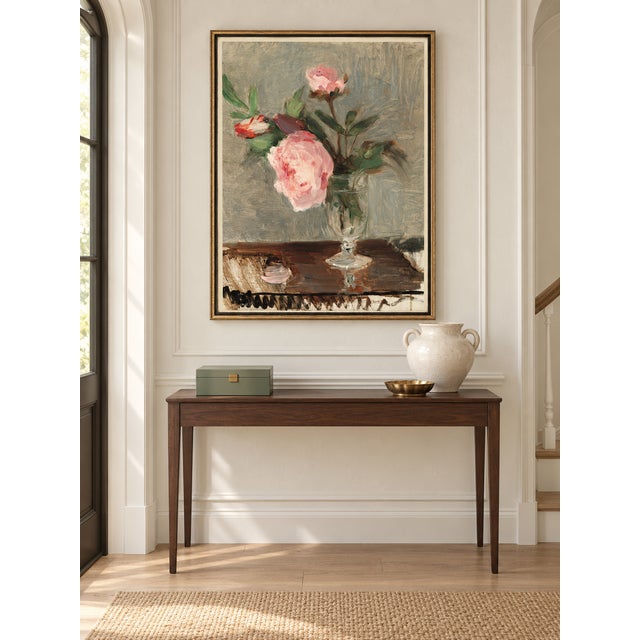 French Country Vintage Pink Peony Floral Still Life Art Print by Berthe Morisot - 36" X 48" For Sale - Image 3 of 9