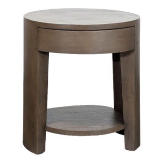 Restoration Hardware Wyeth Oak Round Bedside Table For Sale