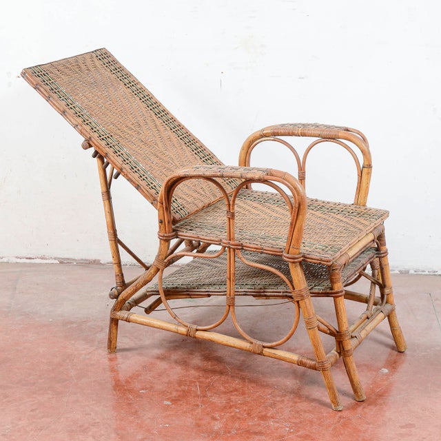 Wood Art Nouveau Wicker and Bamboo Lounger, 1890s For Sale - Image 7 of 14