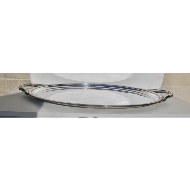 Mid-Century Modern Late 20th Century Tiffany & Co. Large Silver Plated Two-Handle Serving Tray For Sale - Image 3 of 9
