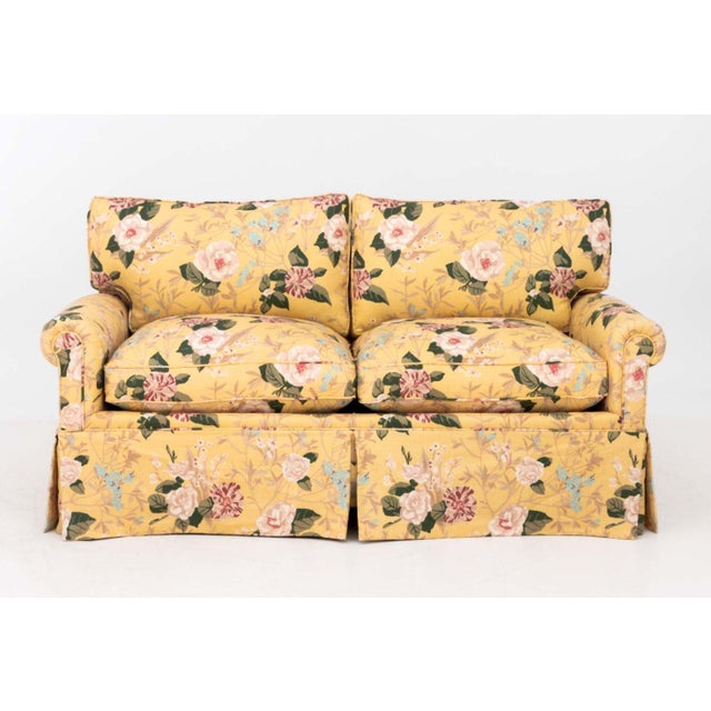 Modern Yellow Floral Pattern Upholstered Sleeper Sofa For Sale - Image 3 of 14