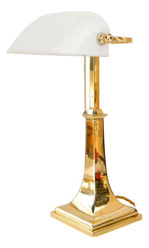 Art Deco Banker Lamp with Glass Shade, 1920s