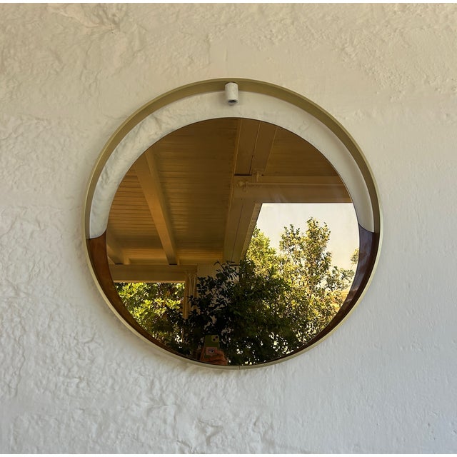 1970s Italian Brass and Smoked Glass Mirror, 1970s For Sale - Image 5 of 15