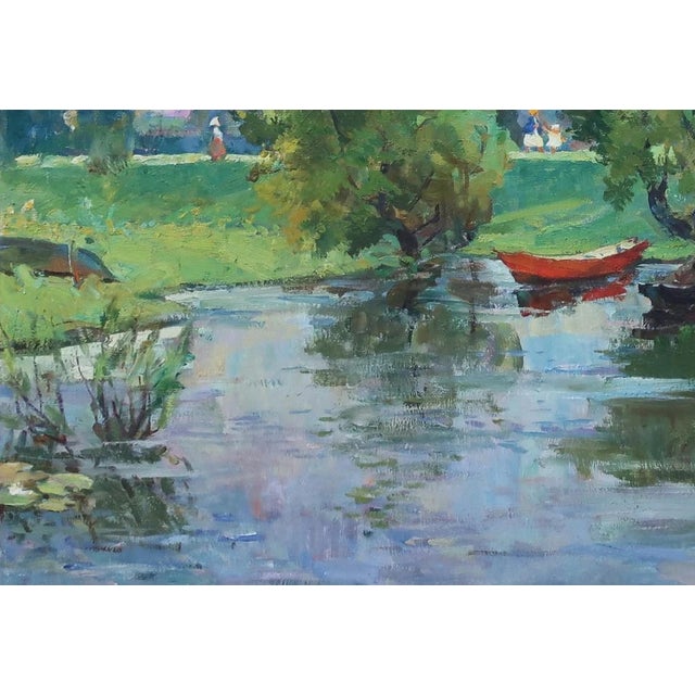 1970s Impressionism Oil Painting: Rural Summer Landscape For Sale - Image 4 of 6