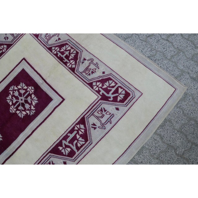 Textile 5x8 Oushak Off White and Purple Rug For Sale - Image 7 of 11