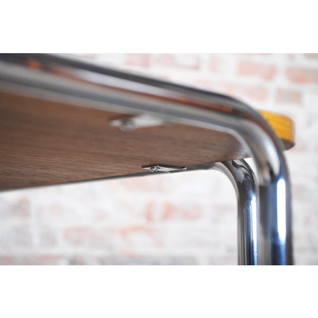 Bauhaus Czech Bauhaus Chrome Dining Table in Oak attributed to R. Slezák, 1930s For Sale - Image 3 of 18