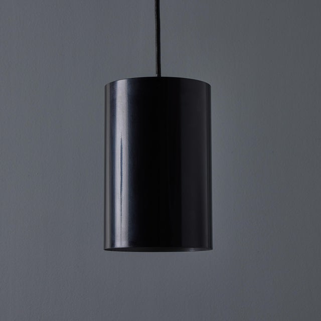 1960s 1960s Model 16513 Black Metal Cylindrical Pendants by Eila and John Meiling for Louis Poulsen For Sale - Image 5 of 13