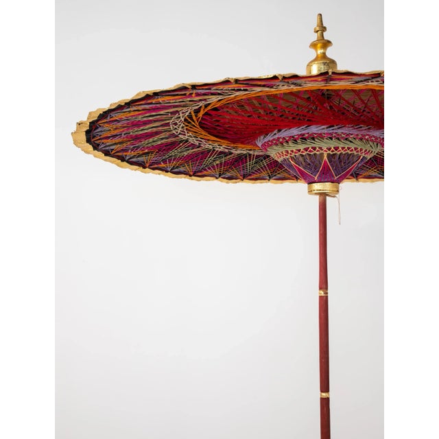 Asian Gold Umbrella With Rainbow Accent For Sale - Image 3 of 12