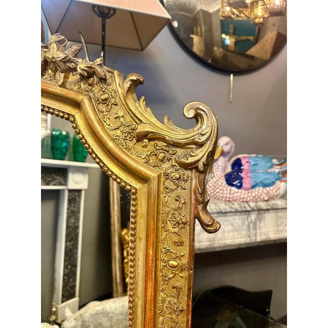 Large Antique French Gold Gilt Over Mantle Mirror, 1840 For Sale - Image 4 of 15