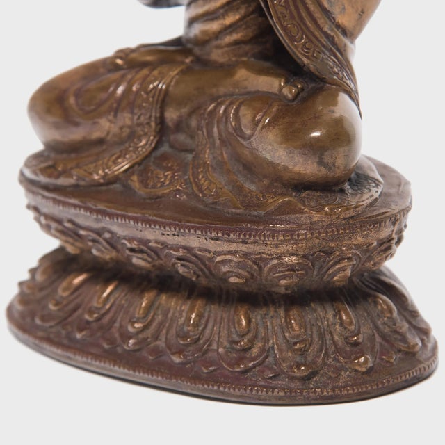Brass Early 20th Century Tibetan Seated Lama Figure For Sale - Image 8 of 9