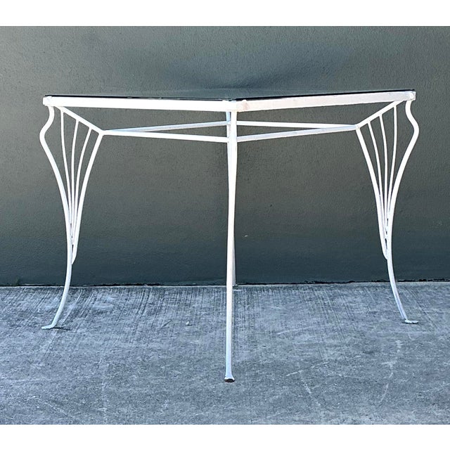 White Vintage MCM Wrought Iron Outdoor Dining Set of 5 For Sale - Image 8 of 13