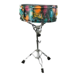 e.m. Zax Snare Drum Sculpture Drip Spray Paint, Collage & Glitter - Signed For Sale