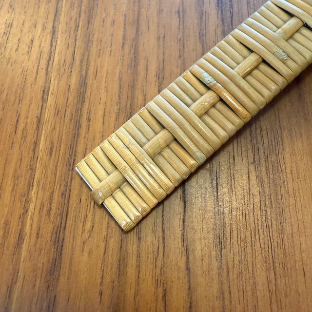 Silver 1930s Russel Wright Aluminum + Caned Handle Cheese Knife for Raymor For Sale - Image 8 of 10