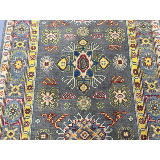Gray Kazak Wool Rug With Colorful Tribal Motifs, 3'4" X 4'9" For Sale - Image 6 of 13