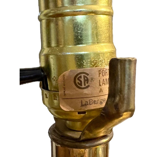 Vintage Mid 20th Century La Barge Hollywood Regency Chinoiserie Brass Table Lamp Without Shade For Sale - Image 9 of 13